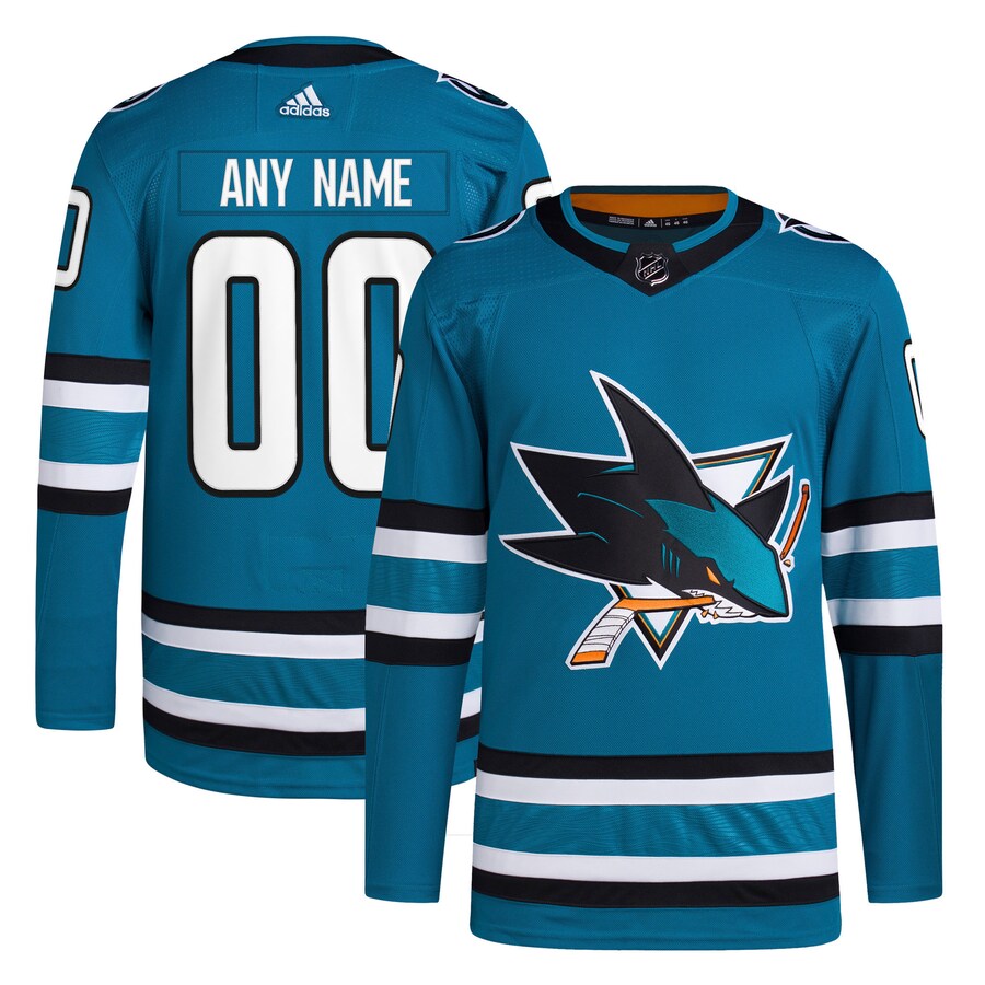 Men's San Jose Sharks adidas Teal Home Primegreen Authentic Pro Custom Jersey - Puhuasuan