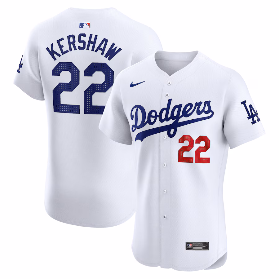 Men's Los Angeles Dodgers Clayton Kershaw Nike White Home Elite Player Jersey - Puhuasuan
