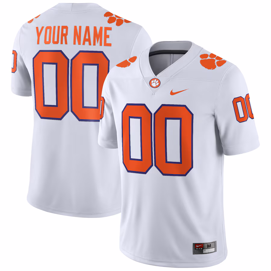 Clemson Tigers Nike Custom Football Game Jersey - White - Puhuasuan