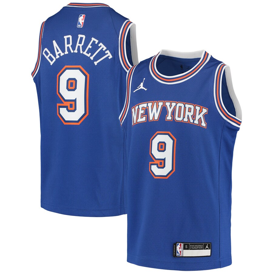Youth New York Knicks RJ Barrett Jordan Brand Blue 2020/21 Swingman Player Jersey - Statement Edition - Puhuasuan
