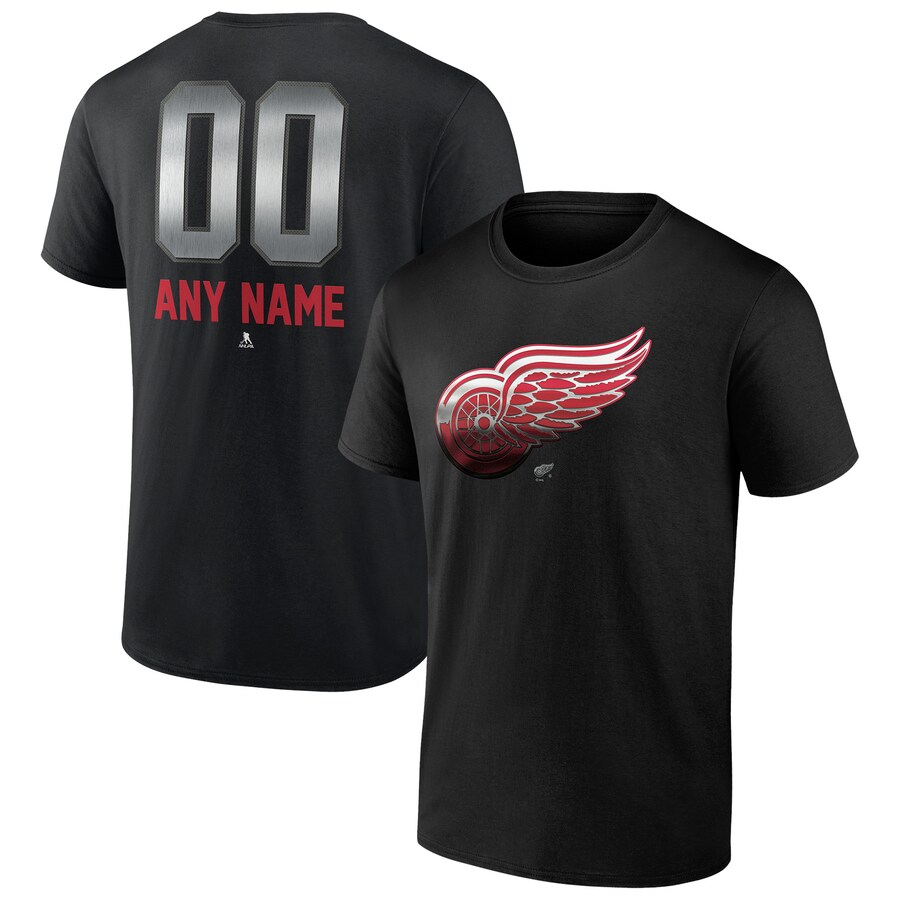 Men's Detroit Red Wings Black Personalized Midnight Mascot Logo T-Shirt - Puhuasuan