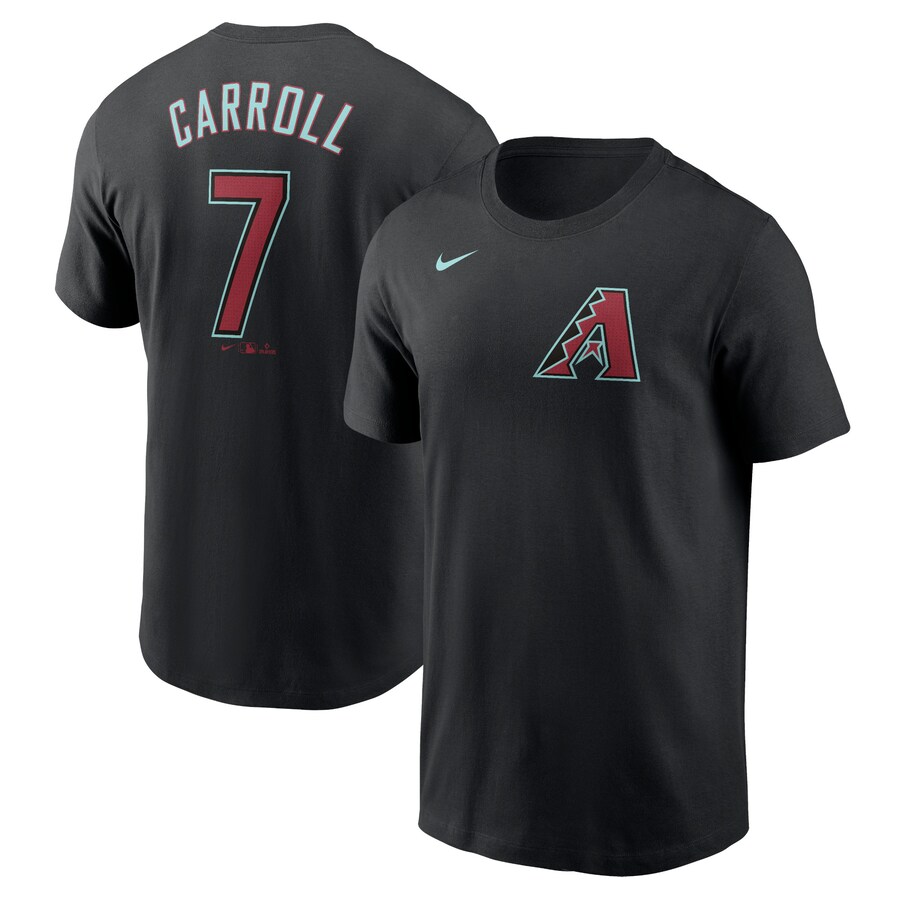 Men's Arizona Diamondbacks Corbin Carroll Nike Black 2024 Fuse Name & Number T-Shirt - Puhuasuan