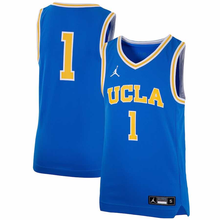 #1 UCLA Bruins Jordan Brand Youth Team Replica Basketball Jersey - Blue - Puhuasuan