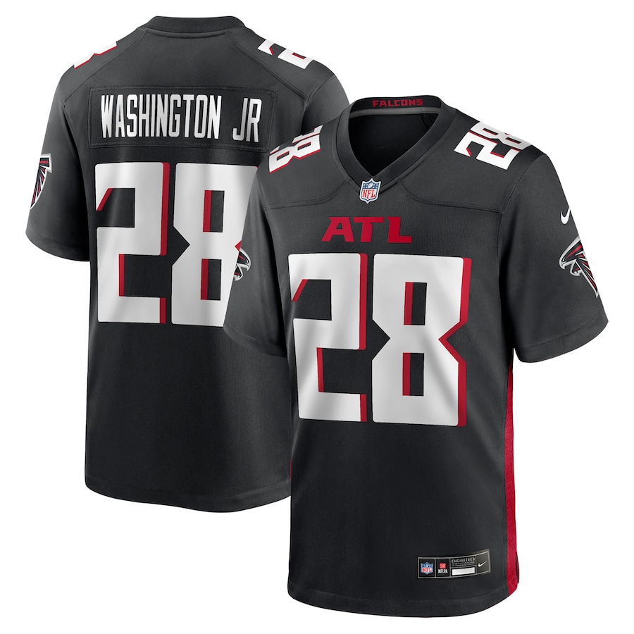 Men's Atlanta Falcons Carlos Washington Jr. Nike Black Team Game Jersey - Puhuasuan