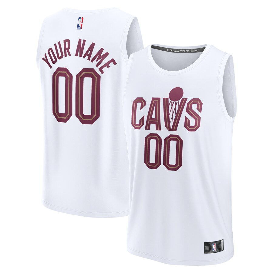 Youth Cleveland Cavaliers  Fanatics White Fast Break Replica Custom Jersey - Association Edition - Puhuasuan