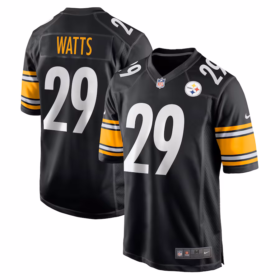 Men's Pittsburgh Steelers Ryan Watts Nike Black Game Jersey - Puhuasuan