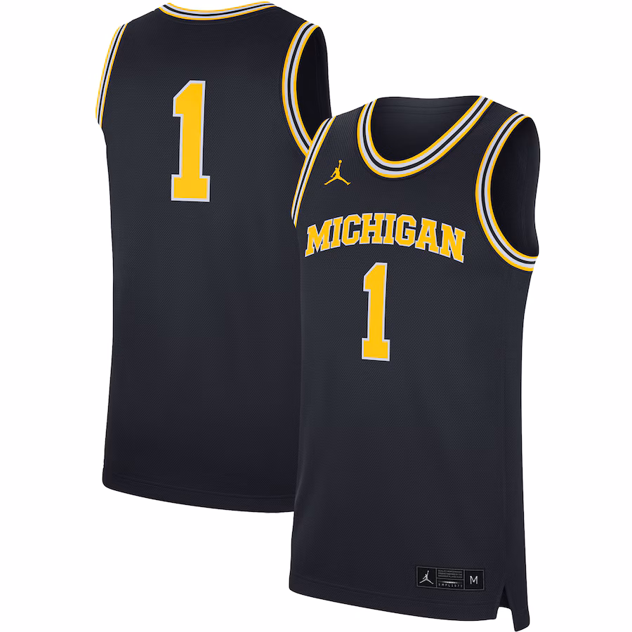 Men's Jordan Brand #1 Navy Michigan Wolverines Replica Jersey - Puhuasuan