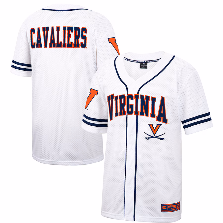 Men's Colosseum White Virginia Cavaliers Free Spirited Mesh Button-Up Baseball Jersey - Puhuasuan