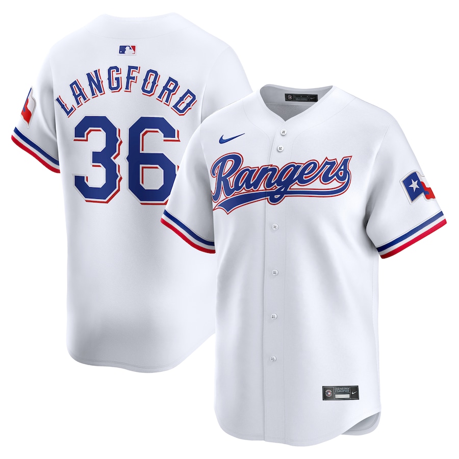 Men's Texas Rangers Wyatt Langford Nike White Home Limited Player Jersey - Puhuasuan