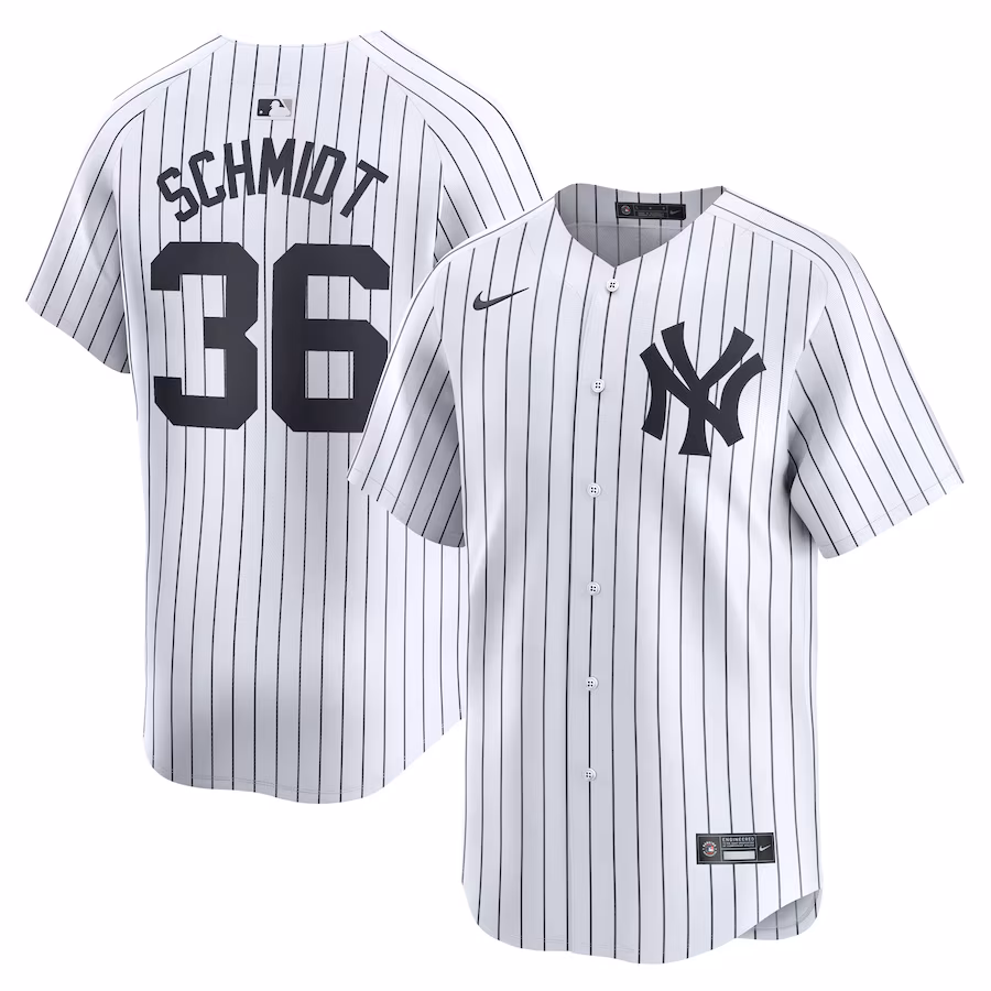 Men's New York Yankees Clarke Schmidt Nike White Home Limited Player Jersey - Puhuasuan