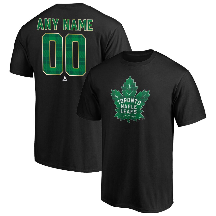 Men's Toronto Maple Leafs Black Emerald Plaid Personalized Name & Number T-Shirt - Puhuasuan