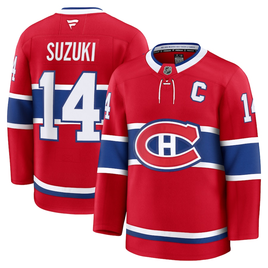 Men's Montreal Canadiens Nick Suzuki Fanatics Red Home Premium Jersey - Puhuasuan
