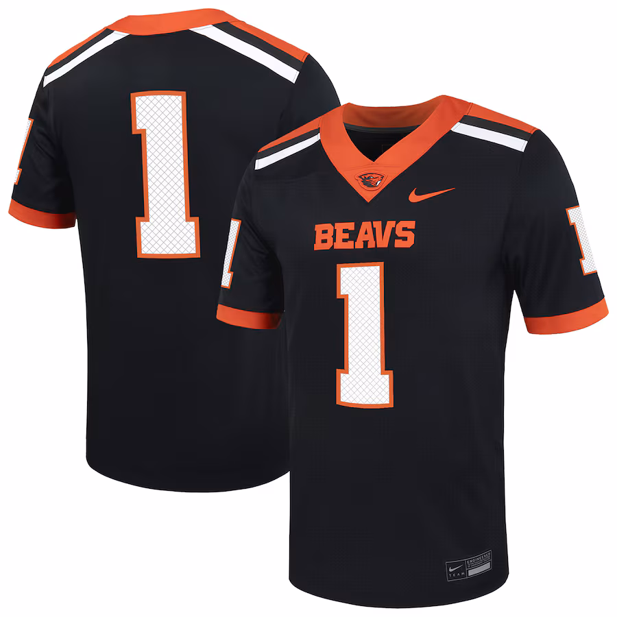 Men's Nike #1 Black Oregon State Beavers Untouchable Football Jersey - Puhuasuan