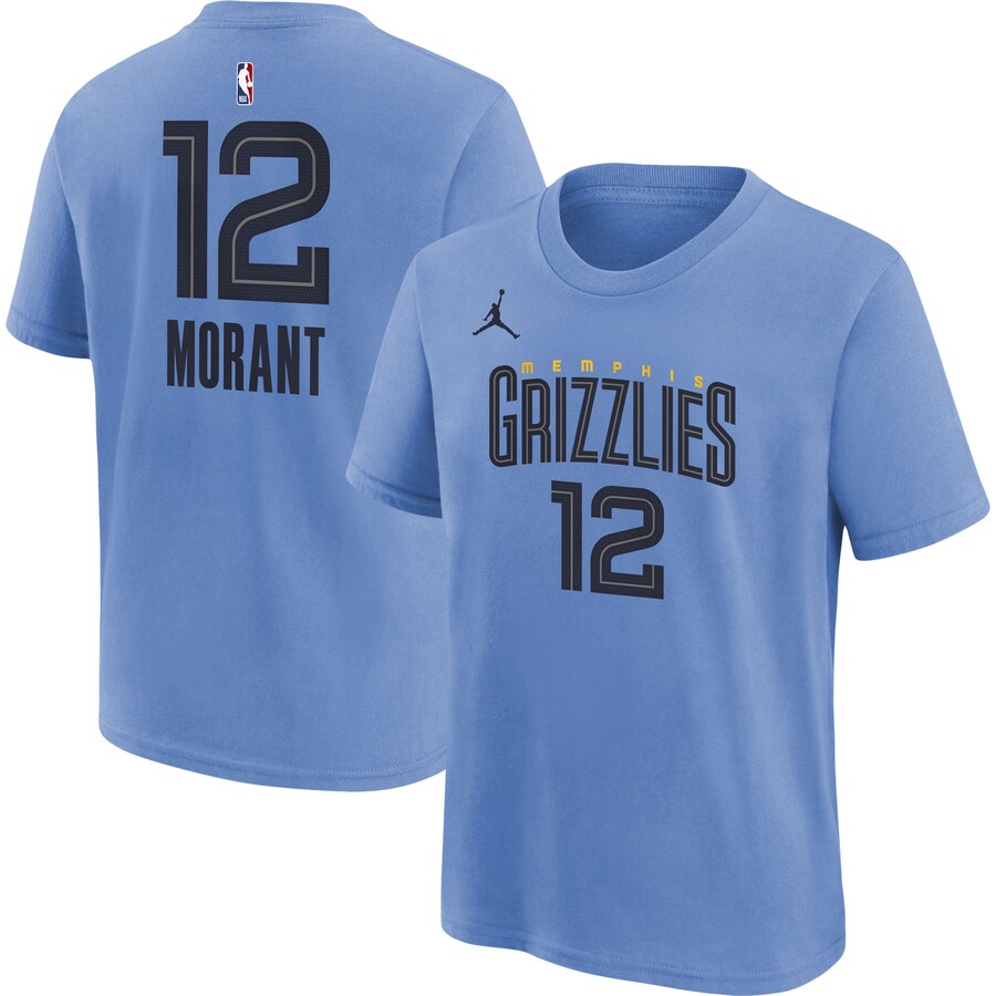 Youth Memphis Grizzlies Ja Morant Jordan Brand Light Blue Statement Edition Name & Number Player T-Shirt - Puhuasuan
