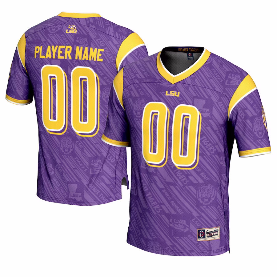 LSU Tigers GameDay Greats Youth Highlight Print NIL Pick-A-Player Football Jersey - Purple - Puhuasuan