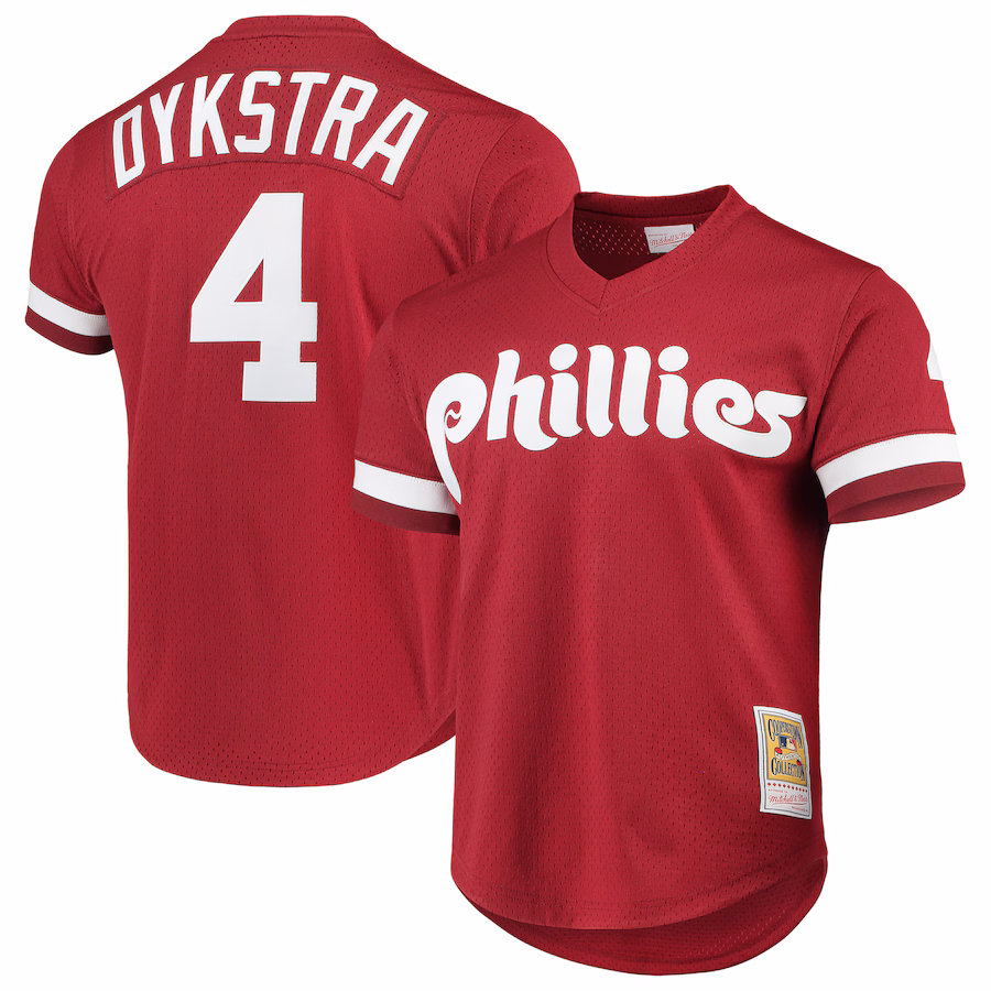Mitchell & Ness Lenny Dykstra Philadelphia Phillies Cooperstown Collection Mesh Batting Practice Jersey - Scarlet - Puhuasuan