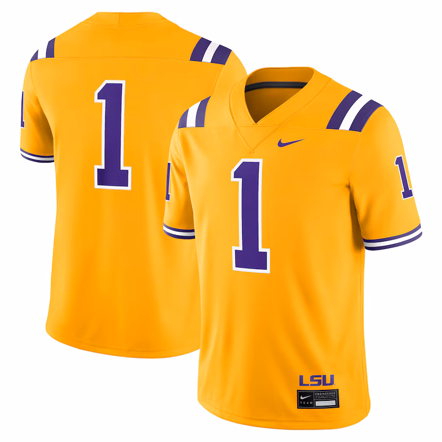Men's Nike #1 Gold LSU Tigers Alternate Game Jersey - Puhuasuan