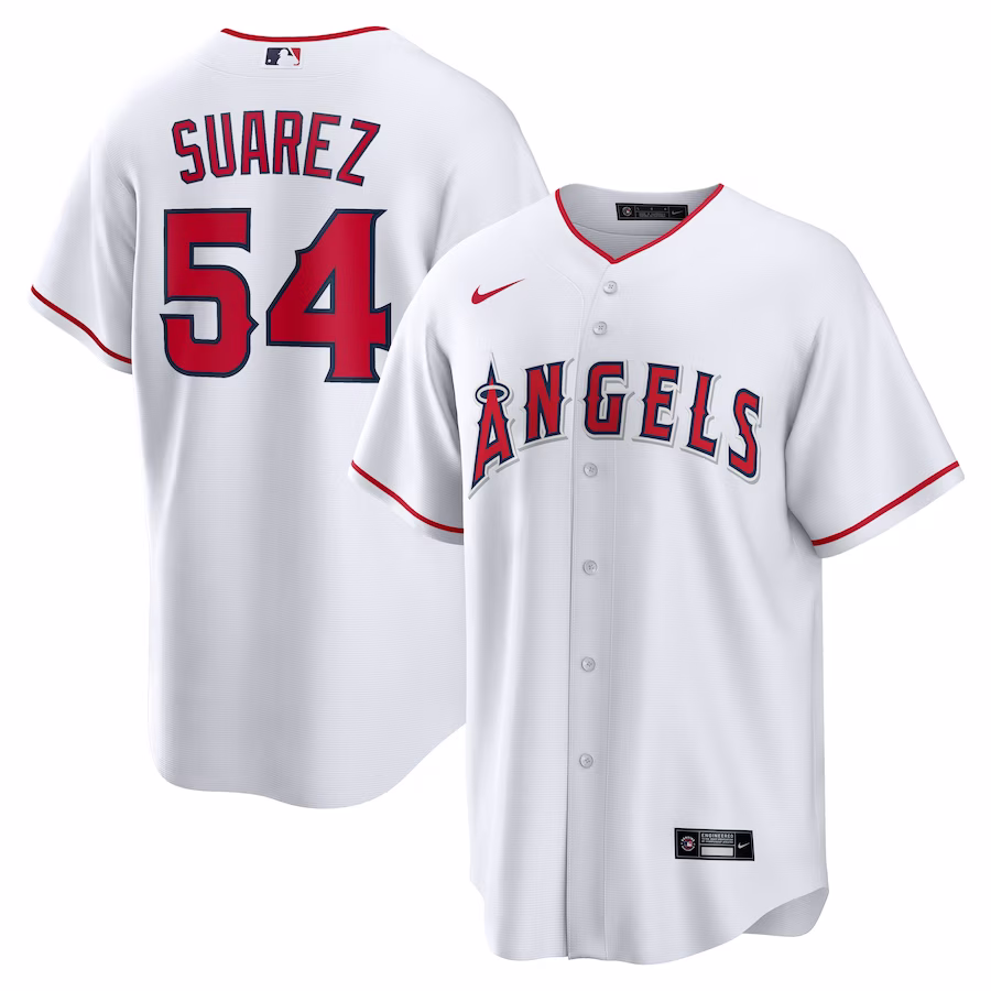Men's Los Angeles Angels José Suarez Nike White Home Replica Player Jersey - Puhuasuan
