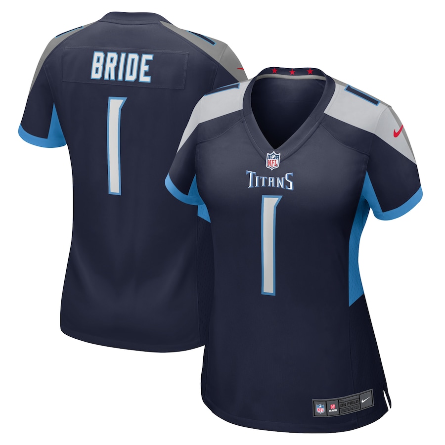 Women's Tennessee Titans Number 1 Bride Nike Navy Game Jersey - Puhuasuan