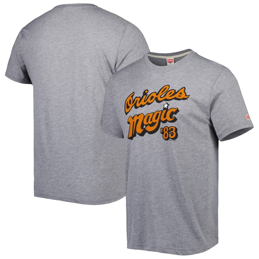 Men's Baltimore Orioles Homage Gray Hyper Local Tri-Blend T-Shirt - Puhuasuan