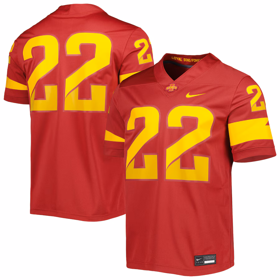 Men's Nike #22 Cardinal Iowa State Cyclones Untouchable Football Jersey - Puhuasuan