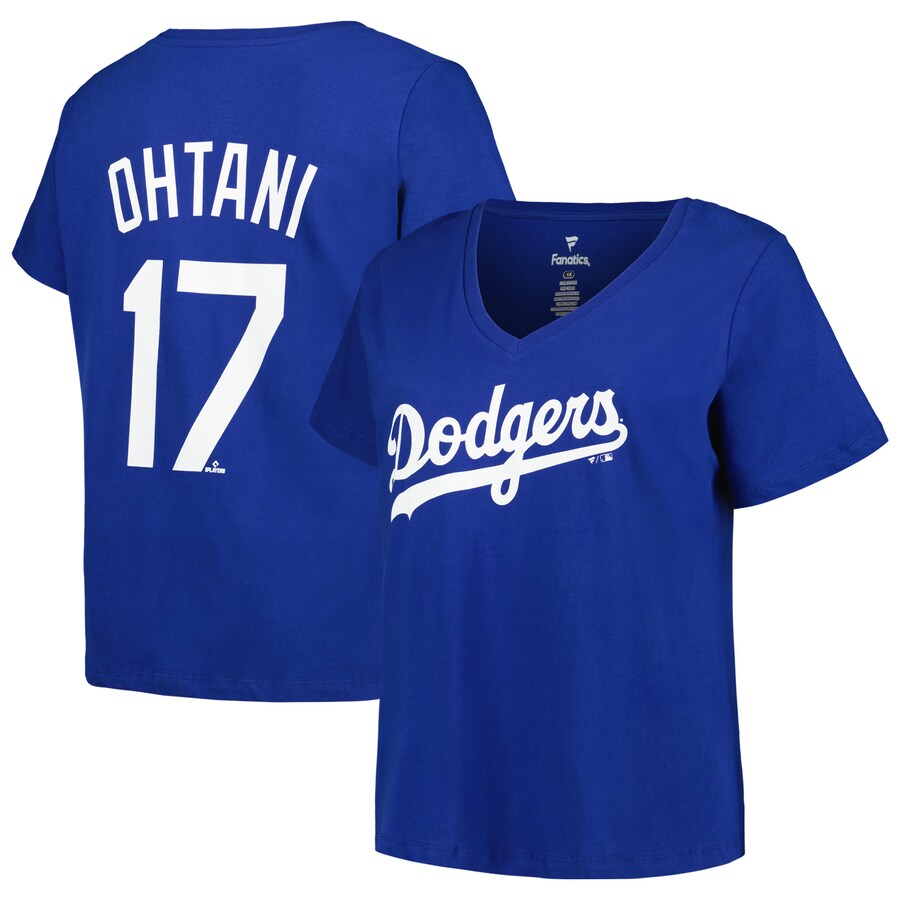 Women's Los Angeles Dodgers Shohei Ohtani Fanatics Royal Plus Size Name & Number T-Shirt - Puhuasuan