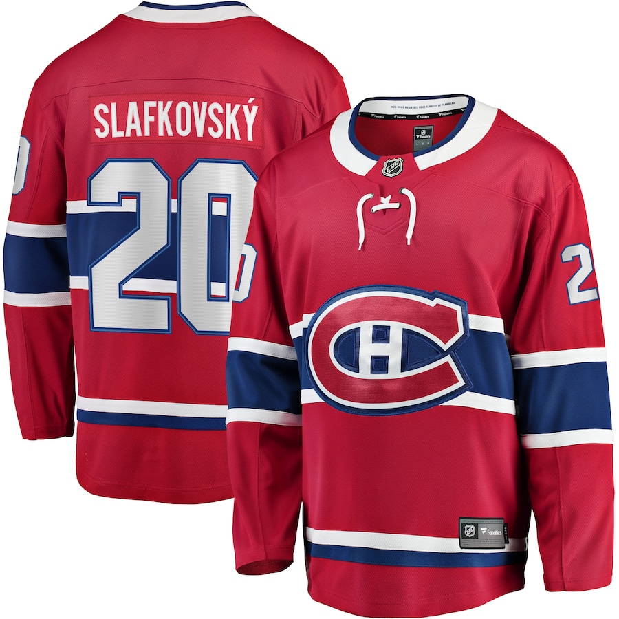 Men's Montreal Canadiens Juraj Slafkovsky Fanatics Red Home Premier Breakaway Player Jersey - Puhuasuan