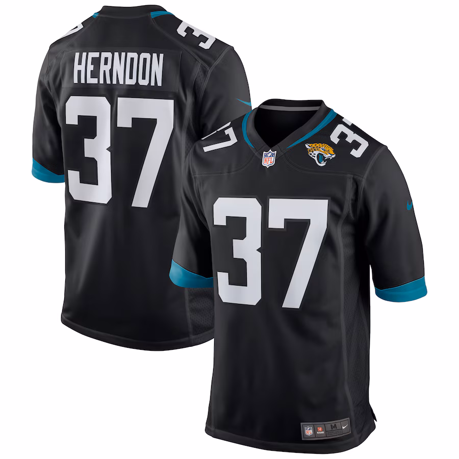 Men's Jacksonville Jaguars Tre Herndon Nike Black Game Jersey - Puhuasuan