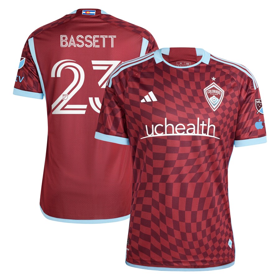 Men's Colorado Rapids Cole Bassett adidas Burgundy 2024 One Flag Kit Authentic Player Jersey - Puhuasuan
