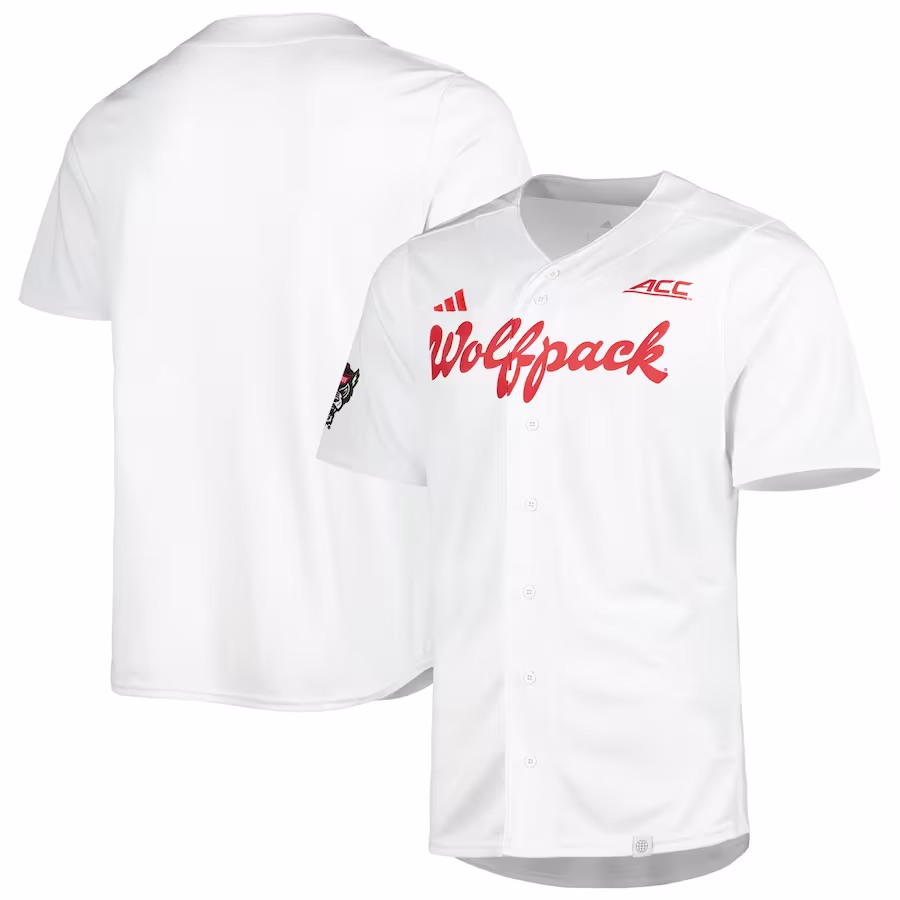 NC State Wolfpack adidas Team Baseball Jersey - White - Puhuasuan