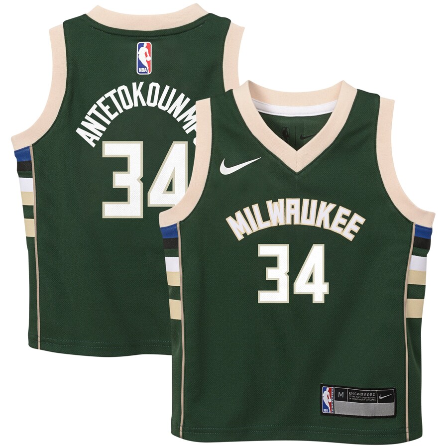 Preschool Milwaukee Bucks Giannis Antetokounmpo Nike Hunter Green Swingman Player Jersey - Icon Edition - Puhuasuan