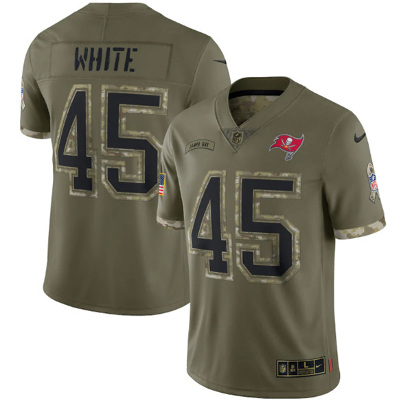 Men's Tampa Bay Buccaneers #45 Devin White 2022 Olive Salute To Service Limited Stitched Jersey - Puhuasuan