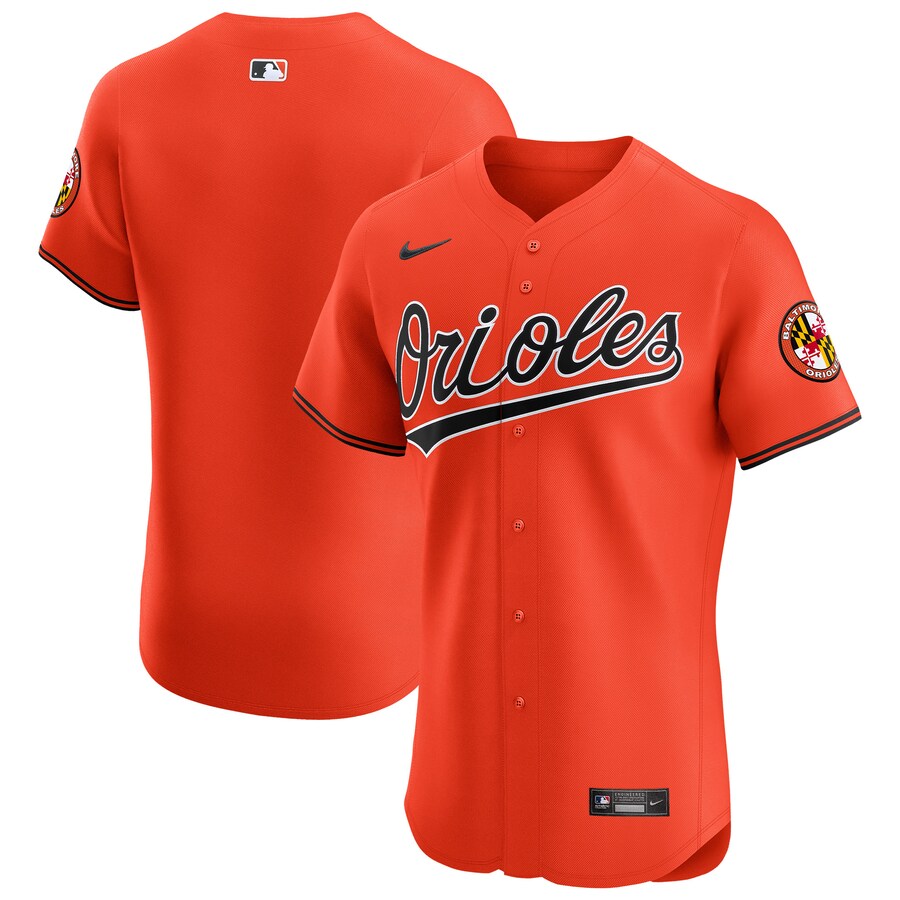 Men's Baltimore Orioles Nike Orange Alternate Vapor Premier Elite Patch Jersey - Puhuasuan
