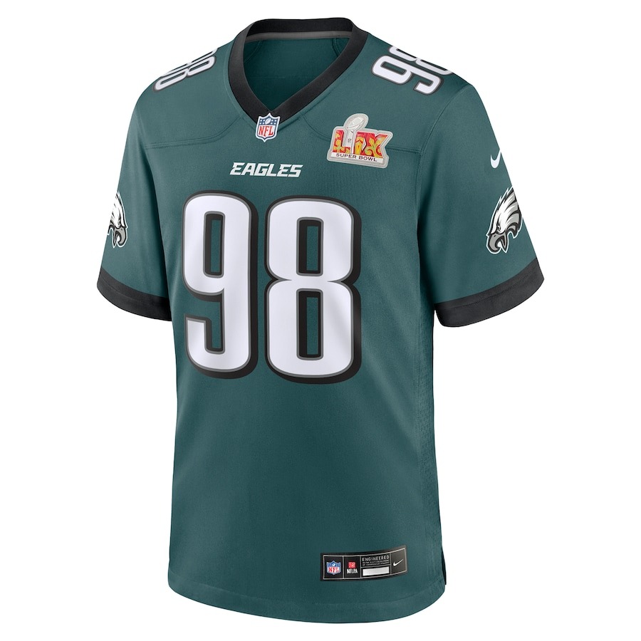Men's Philadelphia Eagles Jalen Carter Nike Midnight Green Super Bowl LIX Game Player Jersey - Puhuasuan