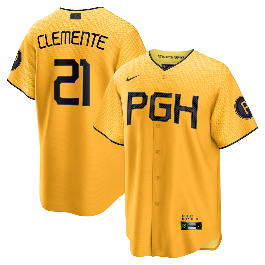 Men's Pittsburgh Pirates Roberto Clemente Nike Gold City Connect Replica Player Jersey - Puhuasuan