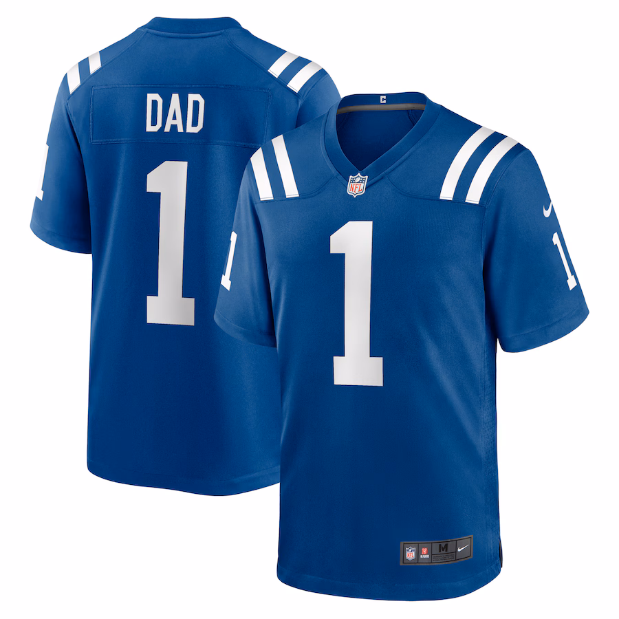 Men's Indianapolis Colts Number 1 Dad Nike Royal Game Jersey - Puhuasuan