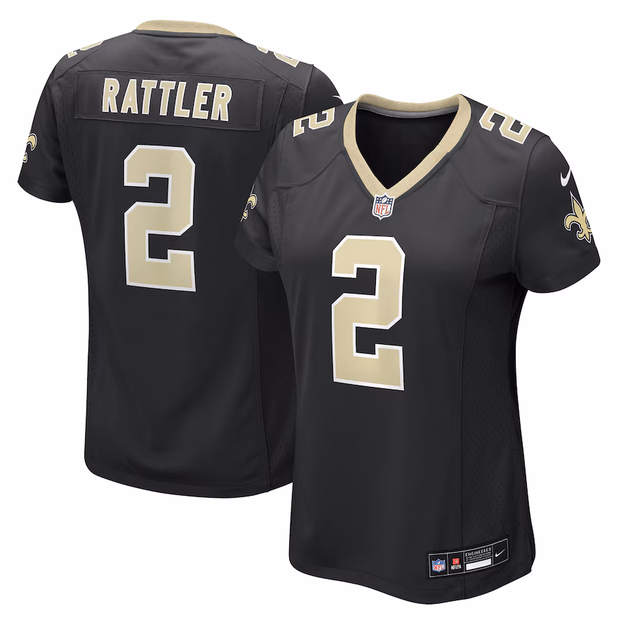 Women's New Orleans Saints Spencer Rattler Nike Black Team Game Jersey - Puhuasuan