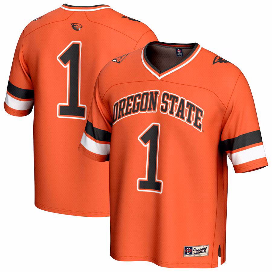 GameDay Greats #1 Orange Oregon State Beavers Lightweight Collegiate Football Fashion Jersey - Puhuasuan