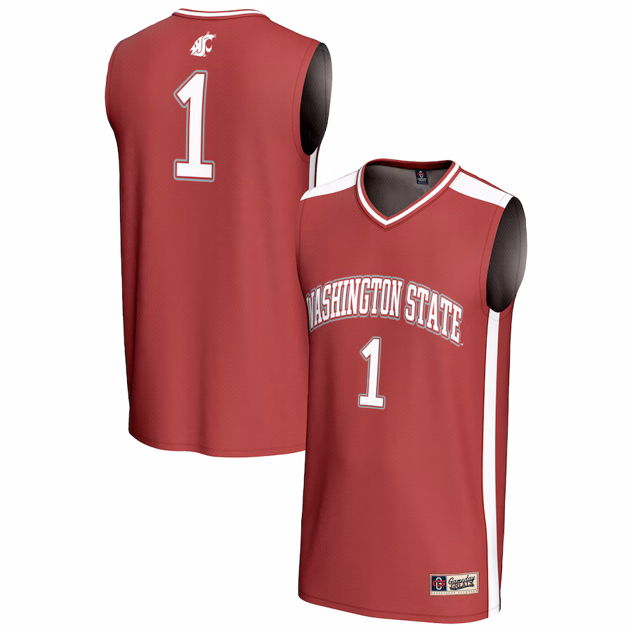Unisex GameDay Greats #1 Crimson Washington State Cougars Lightweight Collegiate Basketball Fashion Jersey - Puhuasuan