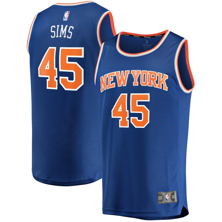 Men's New York Knicks Jericho Sims Fanatics Blue Fast Break Replica Jersey - Icon Edition - Puhuasuan