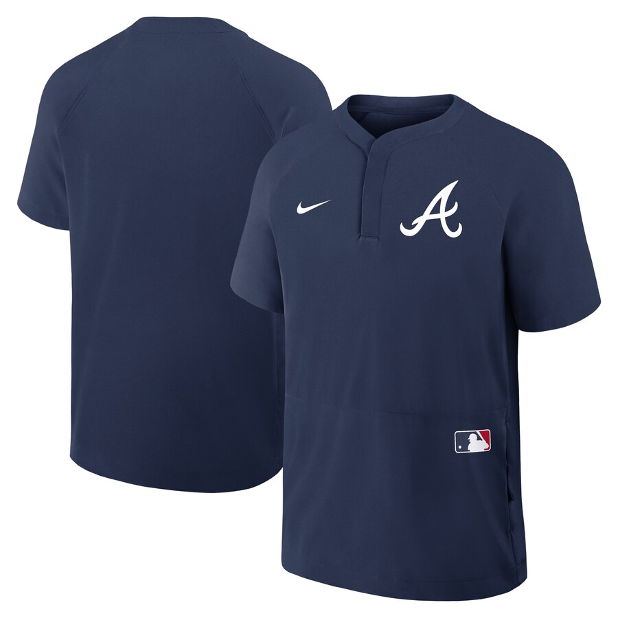 Men's Atlanta Braves Nike Navy Authentic Collection Raglan Short Sleeve Windshirt - Puhuasuan