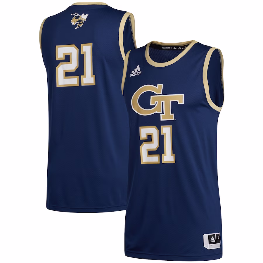 #21 Georgia Tech Yellow Jackets adidas Swingman Basketball Jersey - Navy - Puhuasuan
