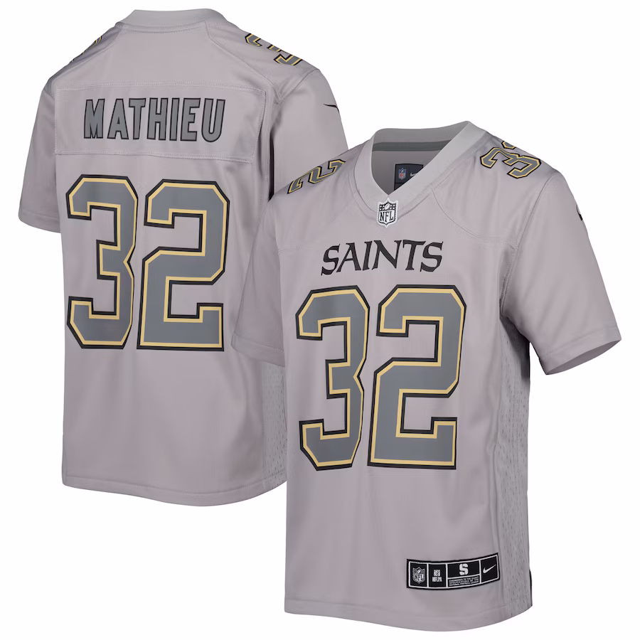 Youth New Orleans Saints Tyrann Mathieu Nike Gray Atmosphere Game Jersey - Puhuasuan