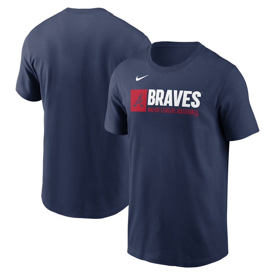 Men's Atlanta Braves Nike Navy Team Block T-Shirt - Puhuasuan