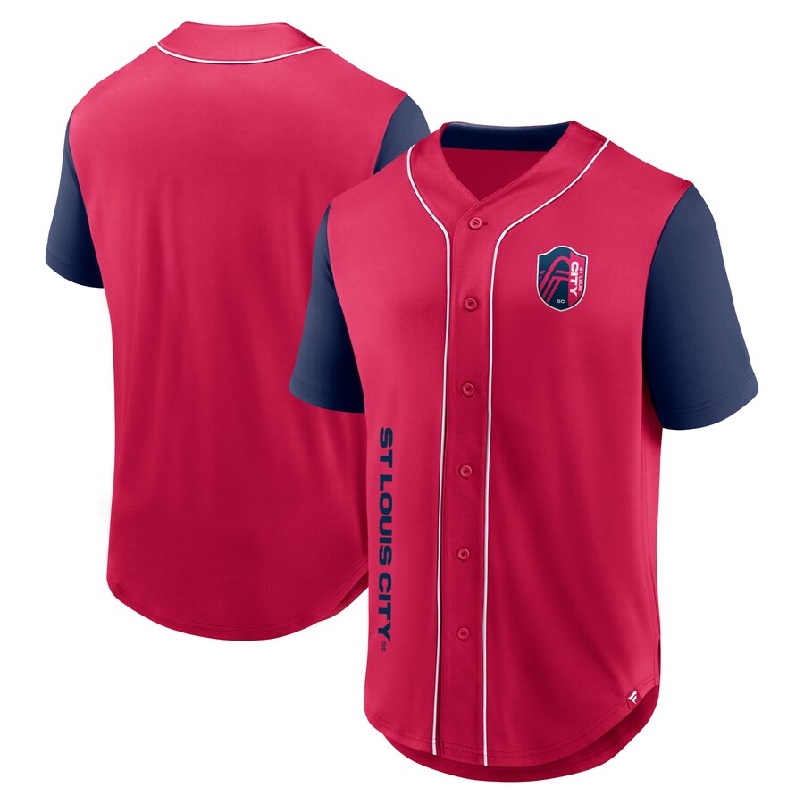 Men's St. Louis City SC Fanatics Red Balance Fashion Baseball Jersey - Puhuasuan