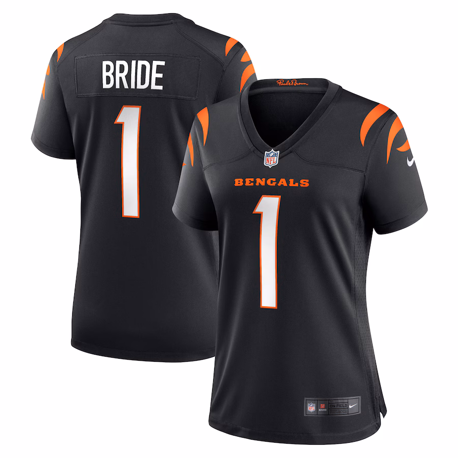 Women's Cincinnati Bengals Number 1 Bride Nike Black Game Jersey - Puhuasuan