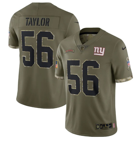 Men's New York Giants #56 Lawrence Taylor 2022 Olive Salute To Service Limited Stitched Jersey - Puhuasuan