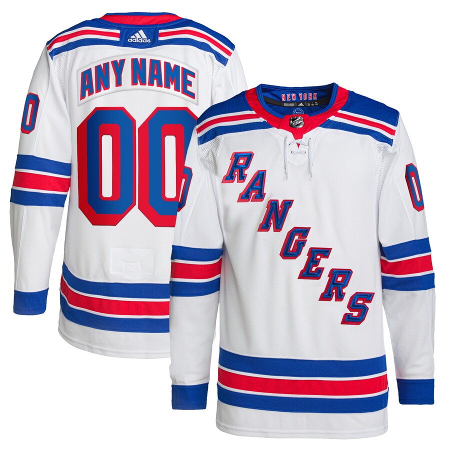 Men's New York Rangers adidas White Away Primegreen Authentic Pro Custom Jersey - Puhuasuan