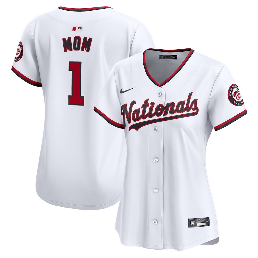 Women's Washington Nationals Nike White #1 Mom Home Limited Jersey - Puhuasuan