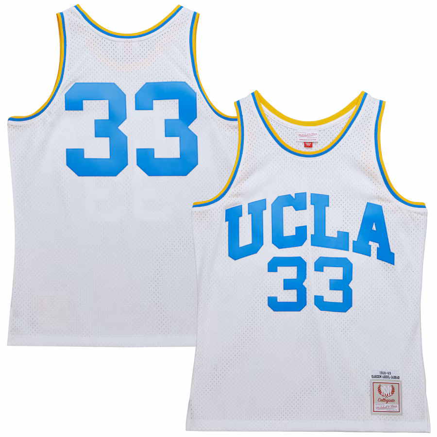 Men's Mitchell & Ness Kareem Abdul-Jabbar White UCLA Bruins 1968/69 Throwback Jersey - Puhuasuan